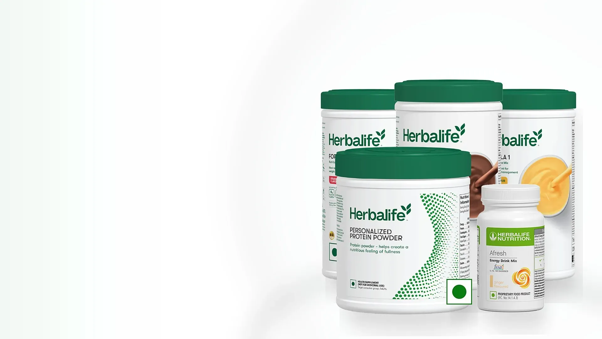 Herbalife Formula 1 shakes, Personalized Protein Powder, and Afresh Energy Drink Mix from the HerbalProductKart catalogue